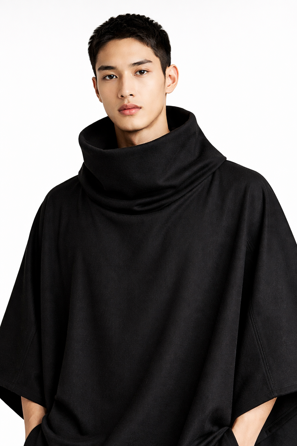 SEEKER BLACK WOOL PONCHO - DE LA ROSA TULUM