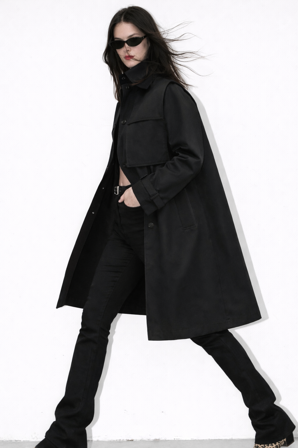 SHIFT BLACK TRENCH COAT - DE LA ROSA TULUM
