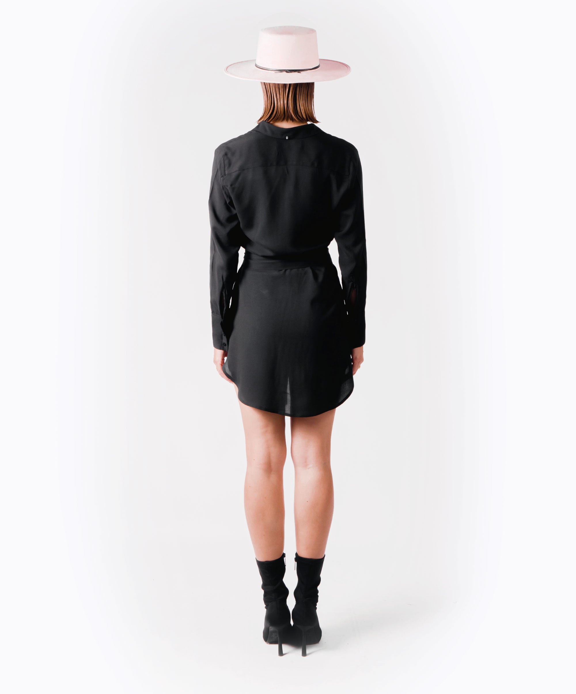 HUG BLACK VISCOSE SHIRT DRESS