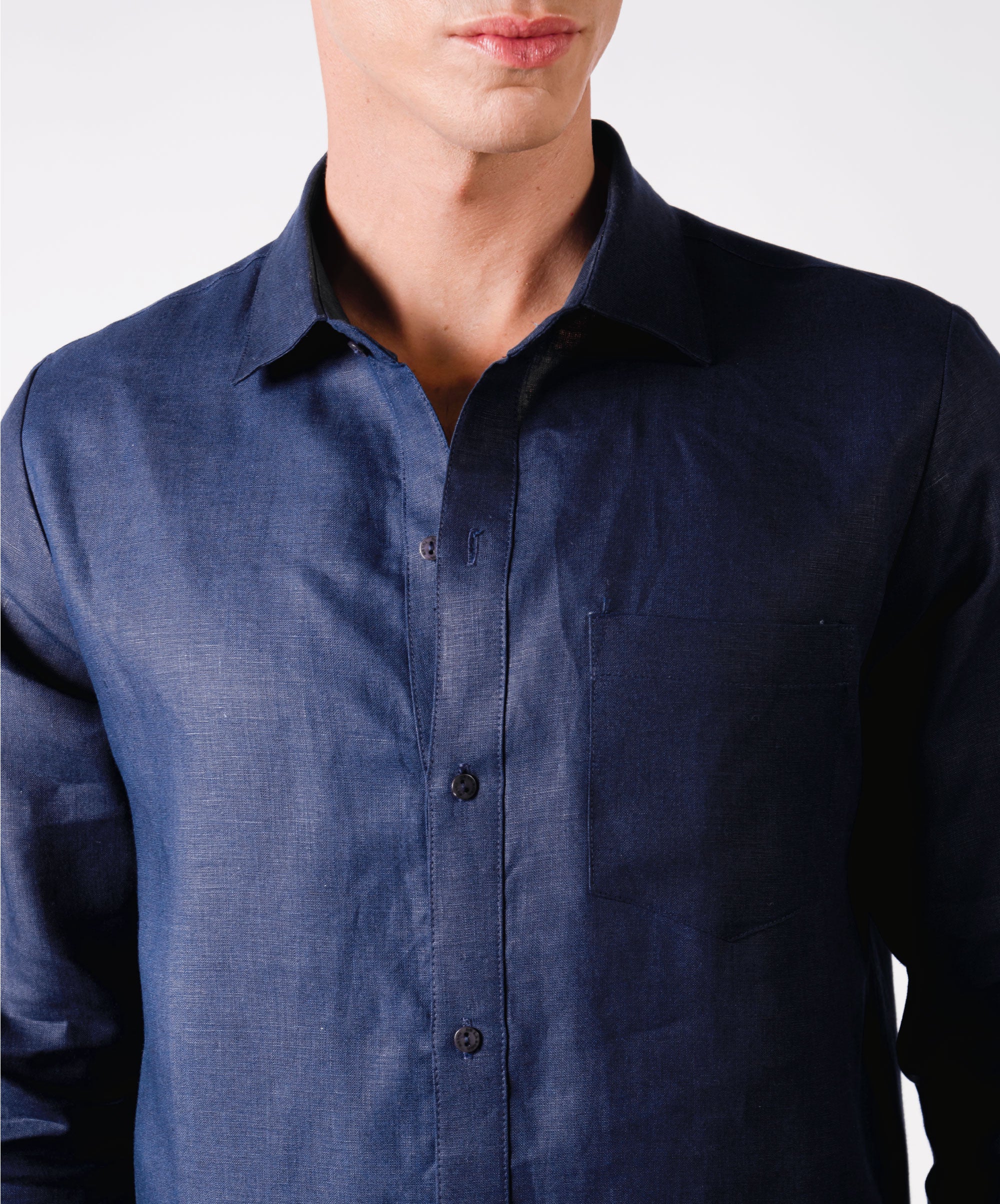 OPEN BUTTON BLUE SHIRT