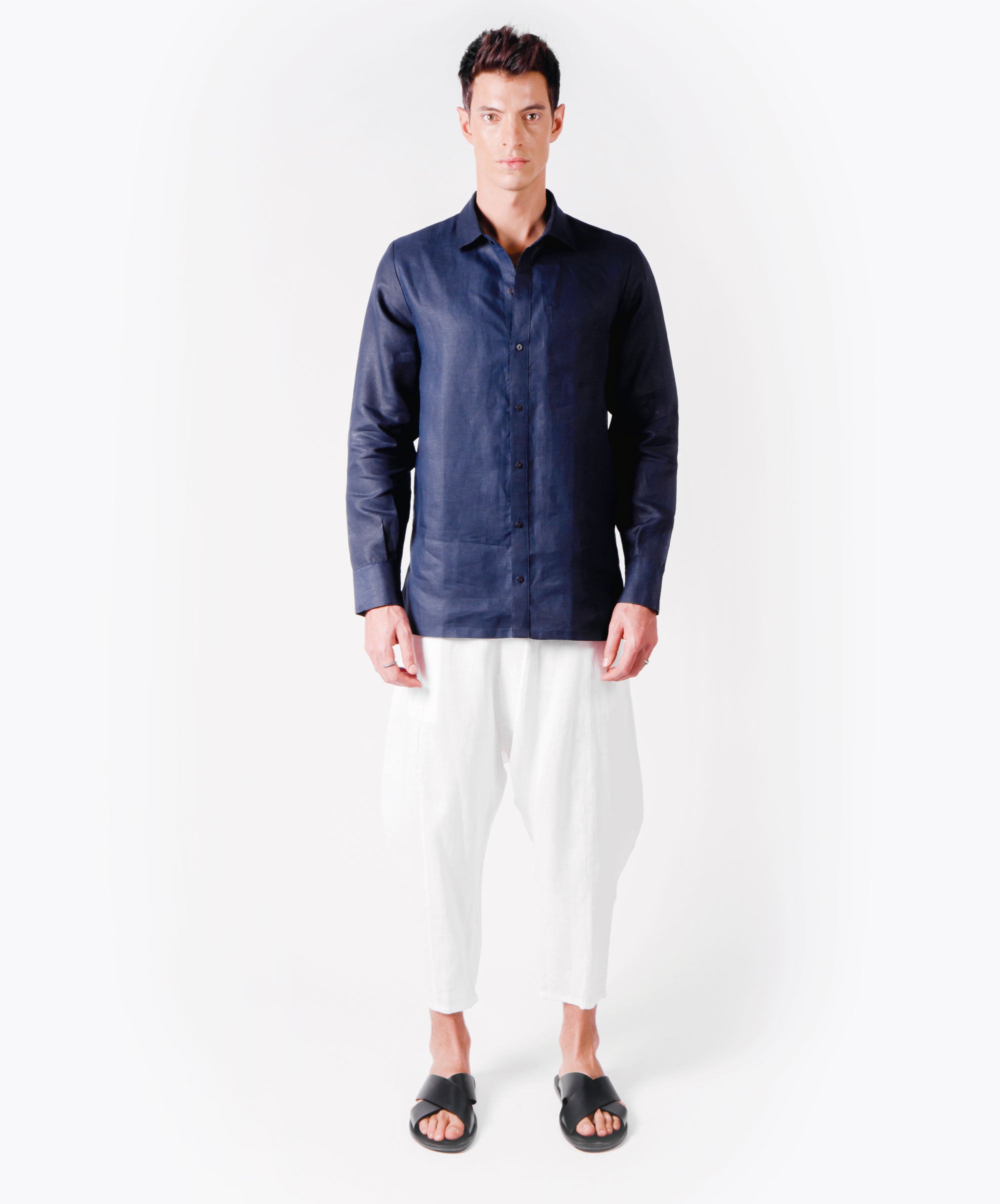 OPEN BUTTON BLUE SHIRT