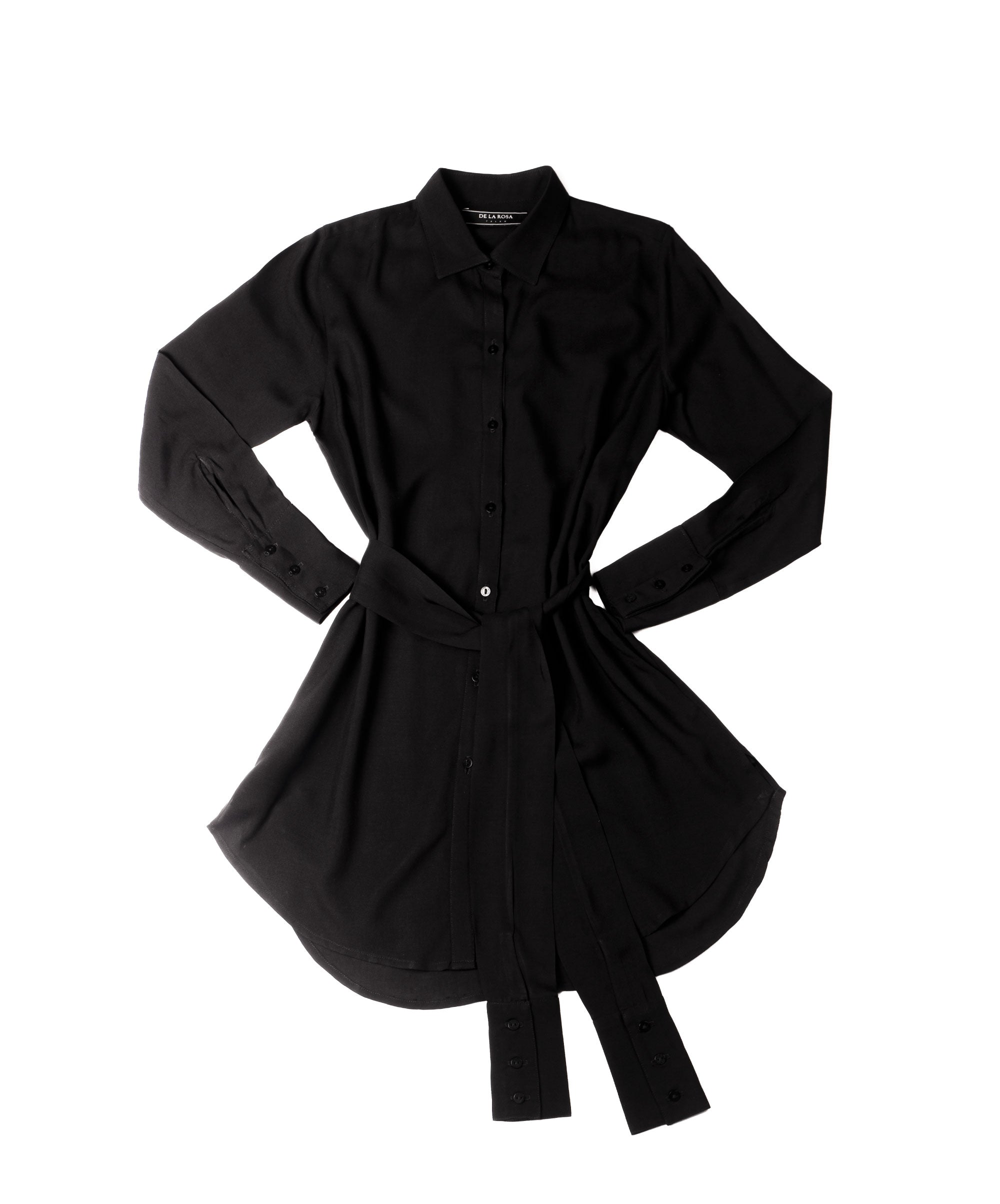 HUG BLACK VISCOSE SHIRT DRESS