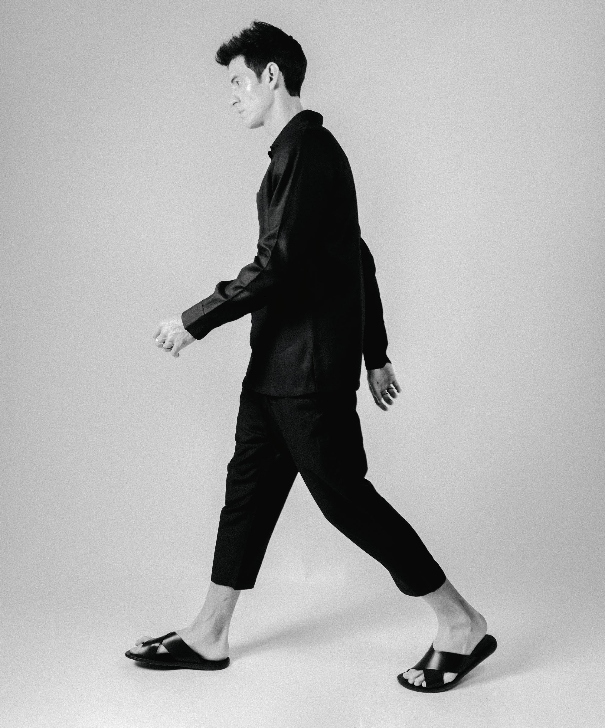 OPEN BUTTON BLACK SHIRT