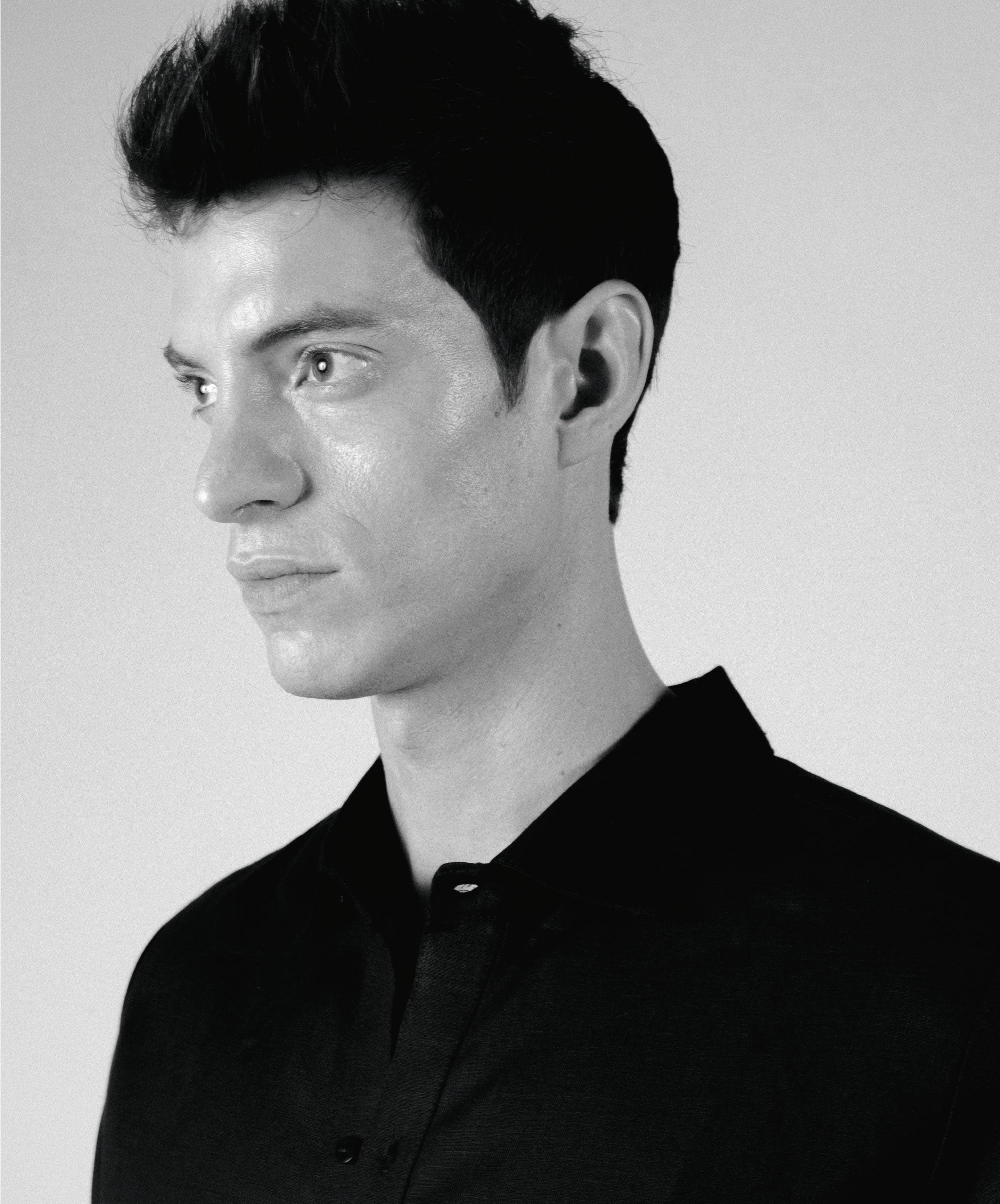 OPEN BUTTON BLACK SHIRT