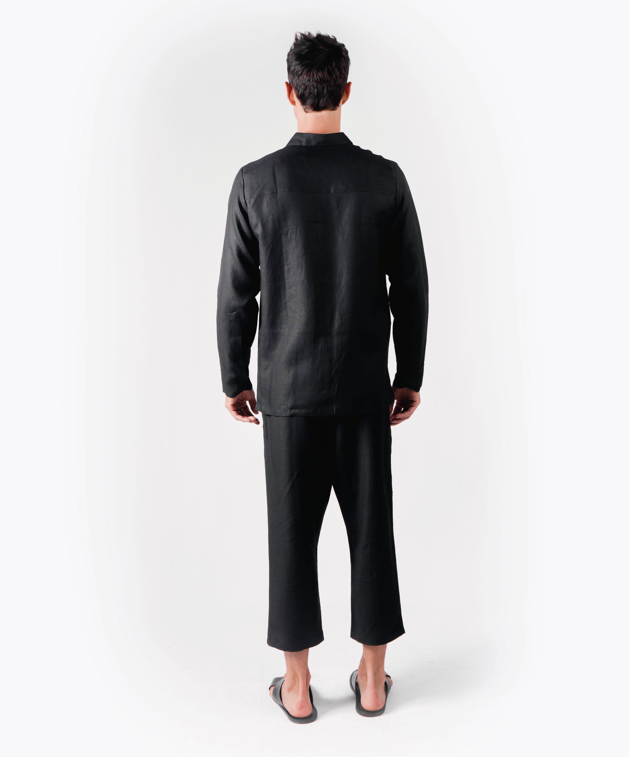 OPEN BUTTON BLACK SHIRT