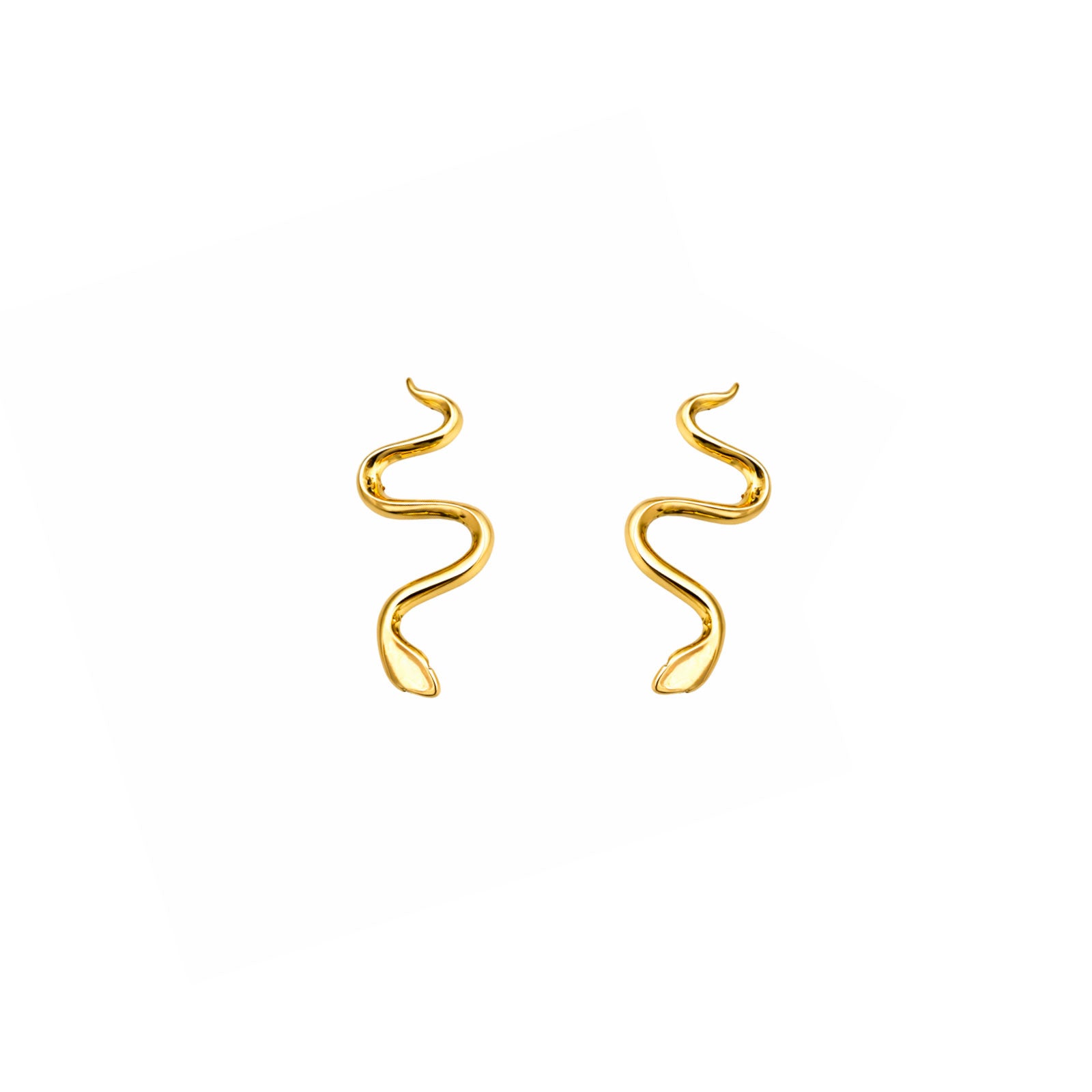 SILENT SNAKE STUD GOLD EARRINGS - DE LA ROSA TULUM