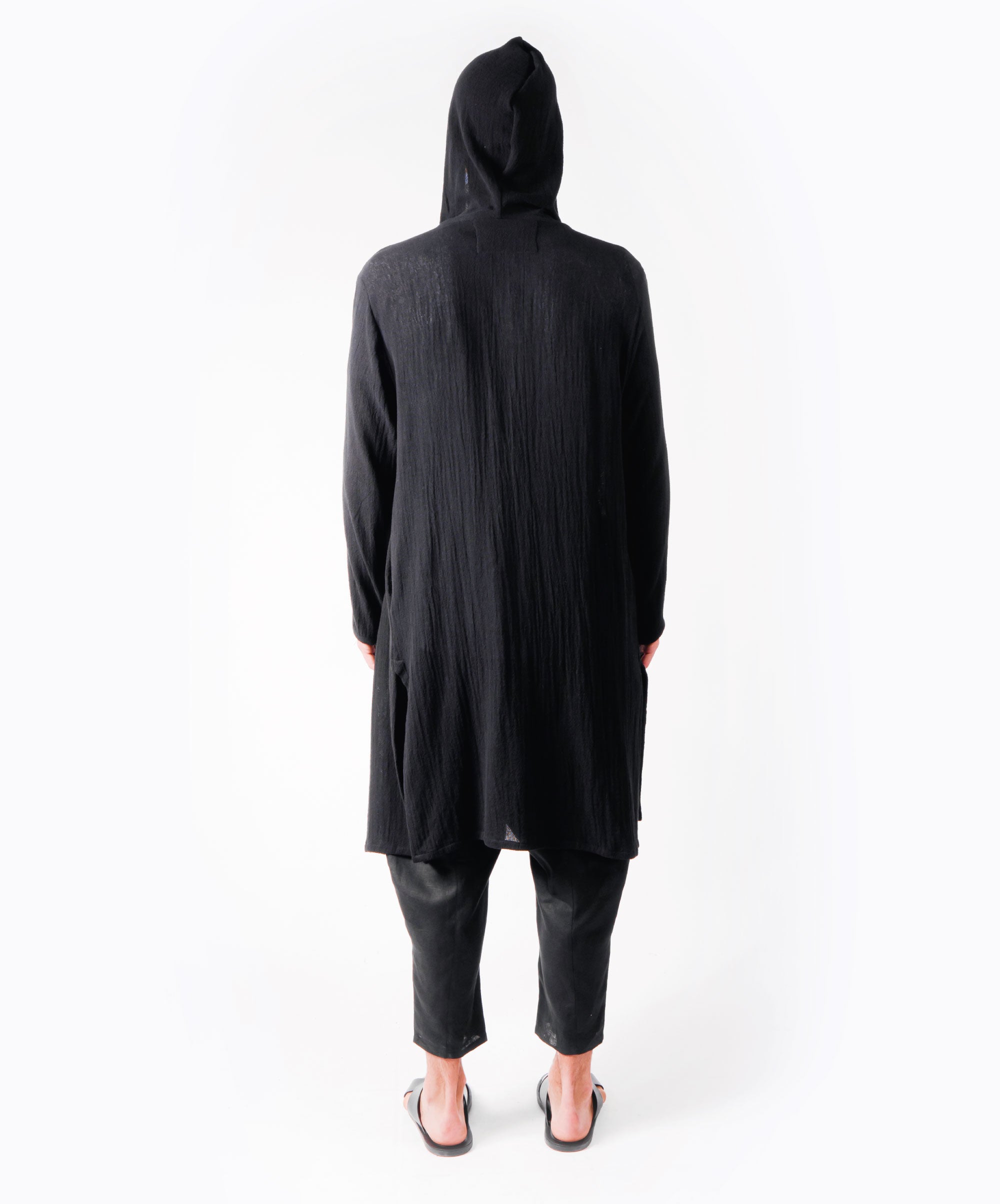 WANDER LONG HOODIE BLACK COAT