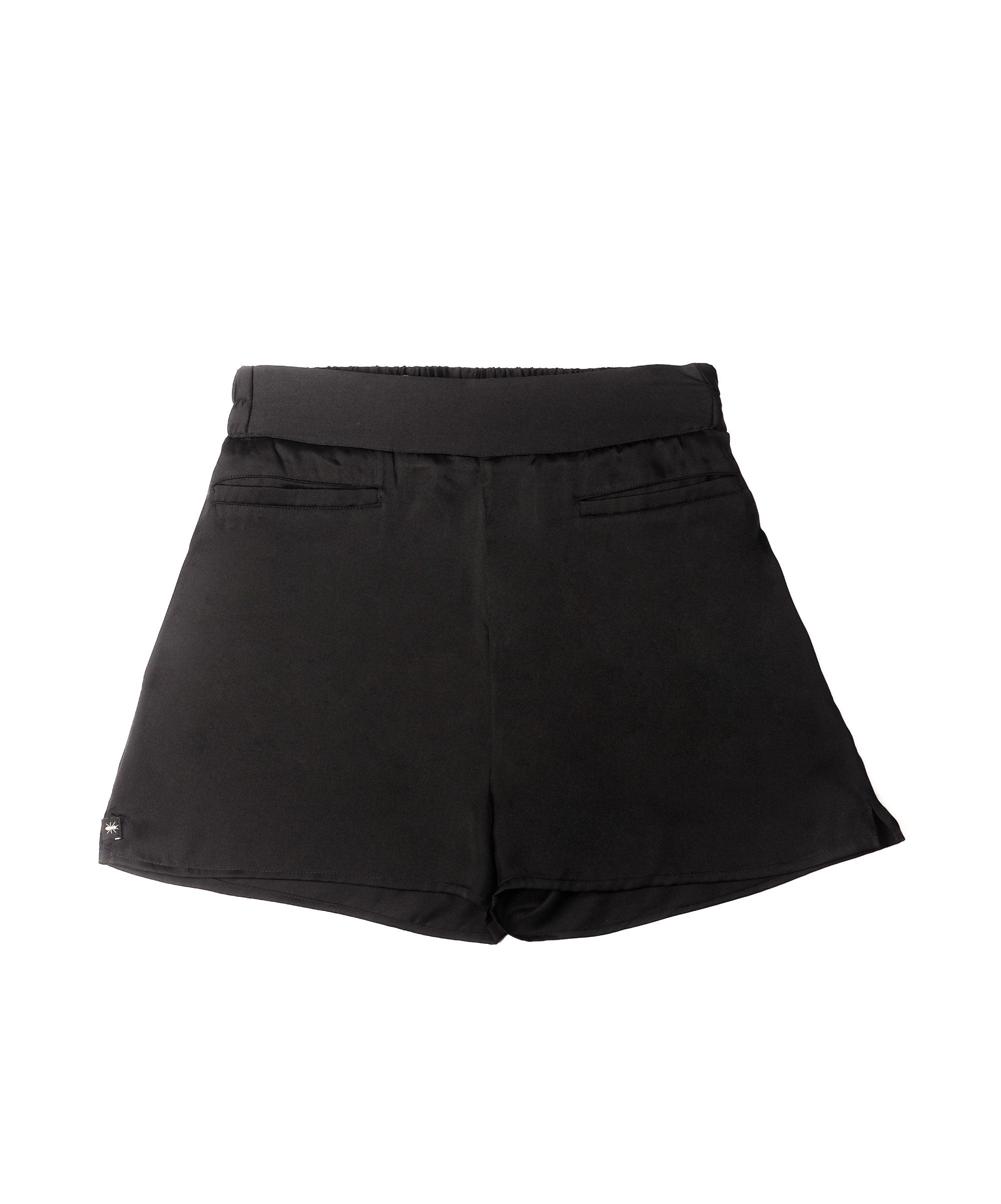 YES SATIN BLACK SHORTS