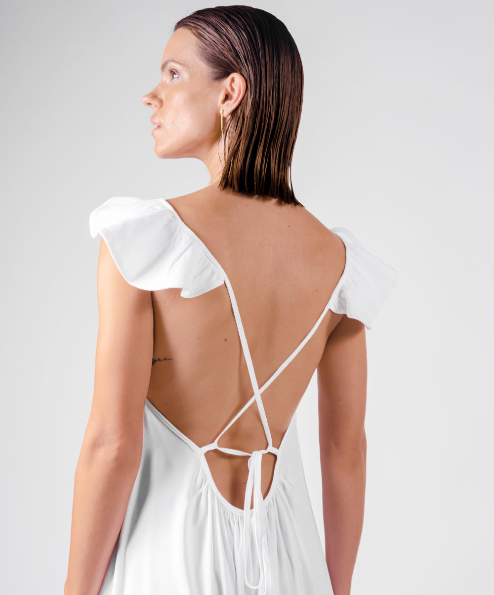 WINGS LONG WHITE DRESS - DE LA ROSA TULUM