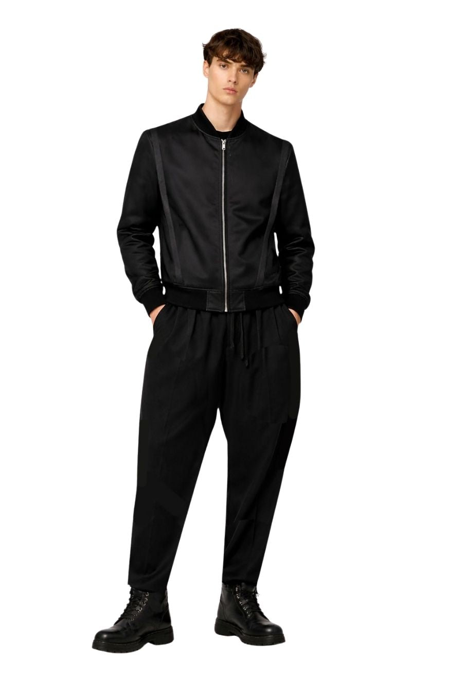AERO BLACK BOMBER JACKET - DE LA ROSA TULUM