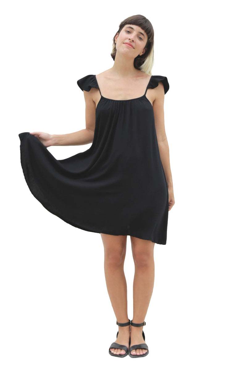 WINGS SHORT BLACK DRESS - DE LA ROSA TULUM