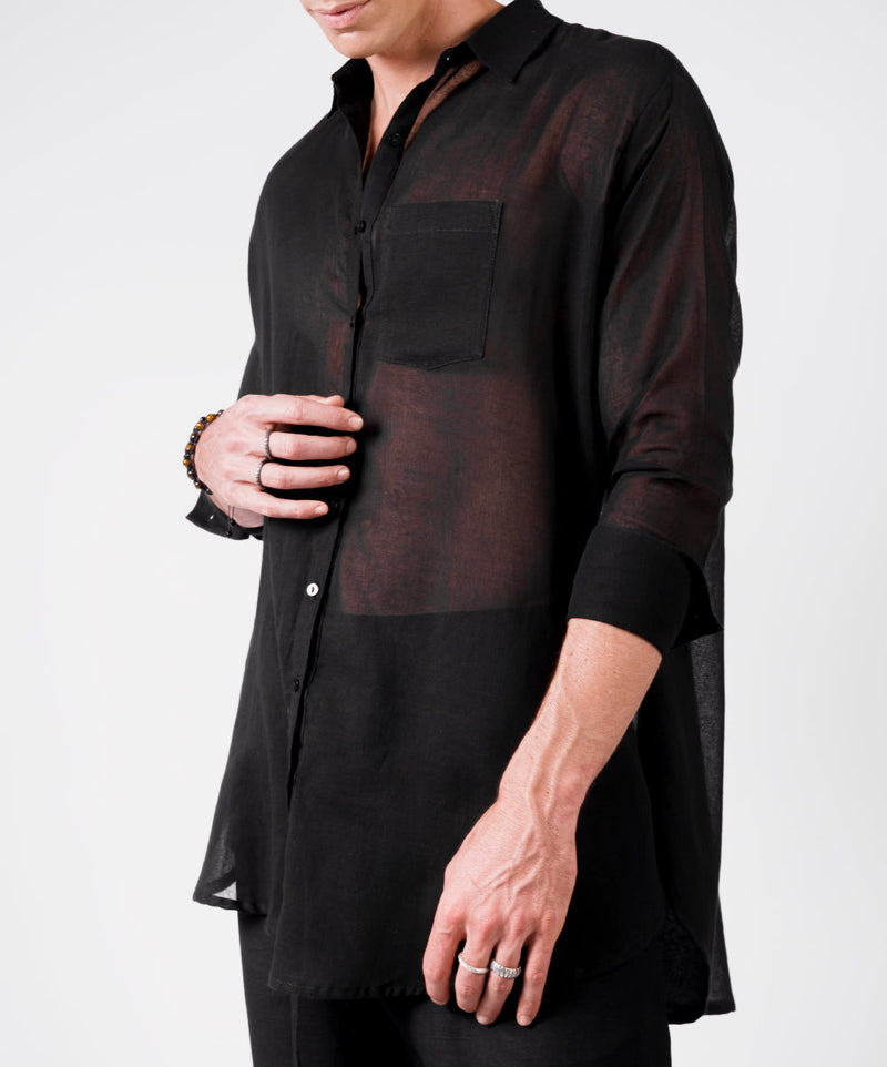 BALANCE OVERSIZED BLACK SHIRT - DE LA ROSA TULUM