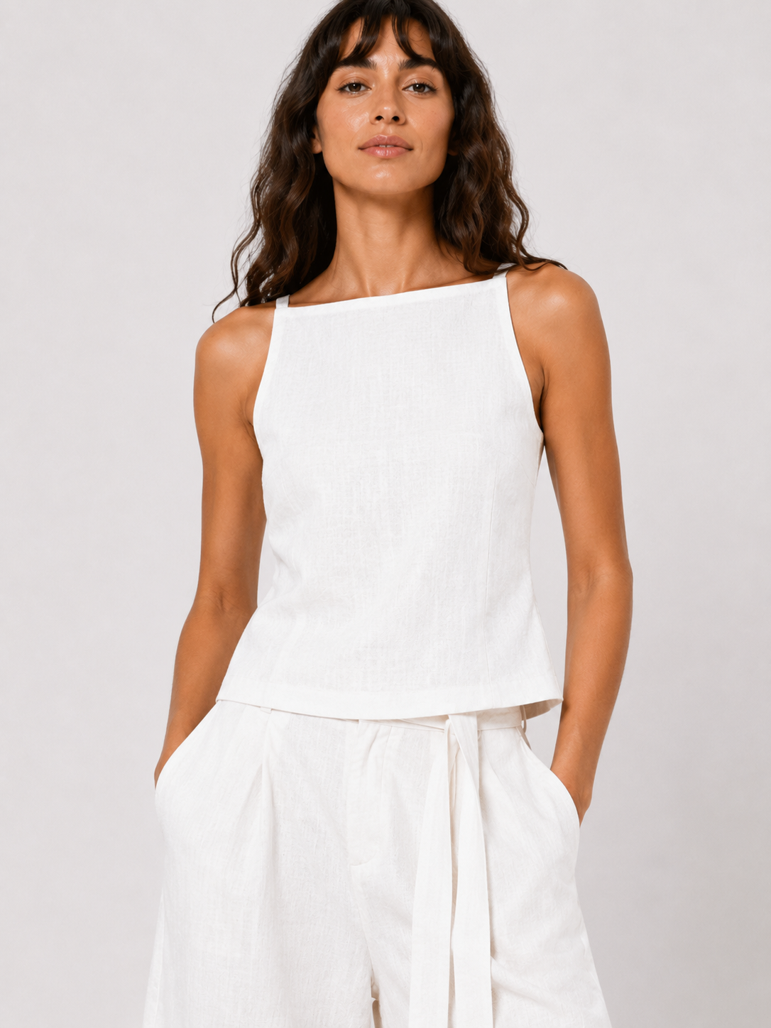 HORIZON WHITE LINEN TOP