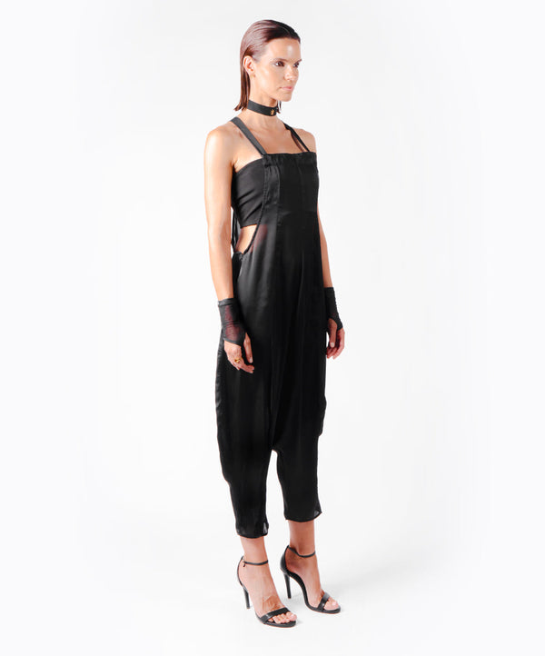 JUMPSUIT JUMP BLACK SATIN - DE LA ROSA TULUM