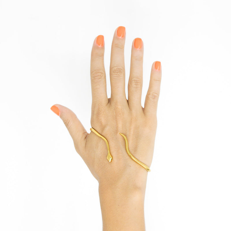 SNAKE GOLD PALM CUFF - DE LA ROSA TULUM