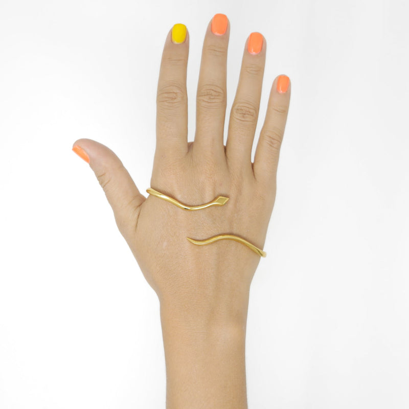 SNAKE GOLD PALM CUFF - DE LA ROSA TULUM