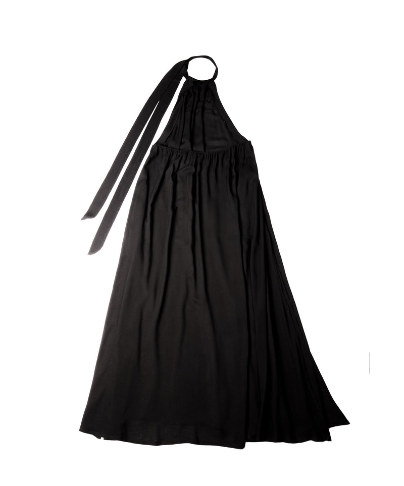 CONQUER HALTER BLACK VISCOSE DRESS