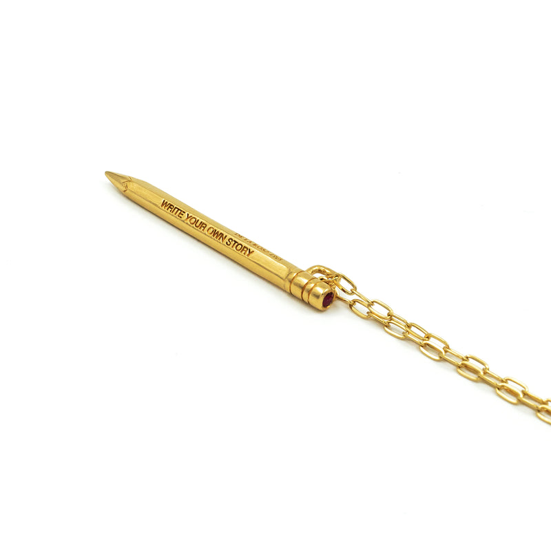 WRITE YOUR OWN STORY GOLD PENCIL PENDANT