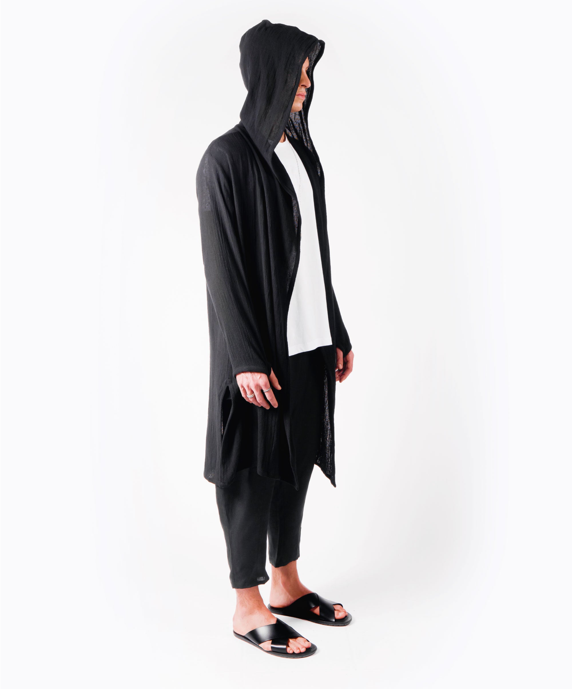 WANDER LONG HOODIE BLACK COAT