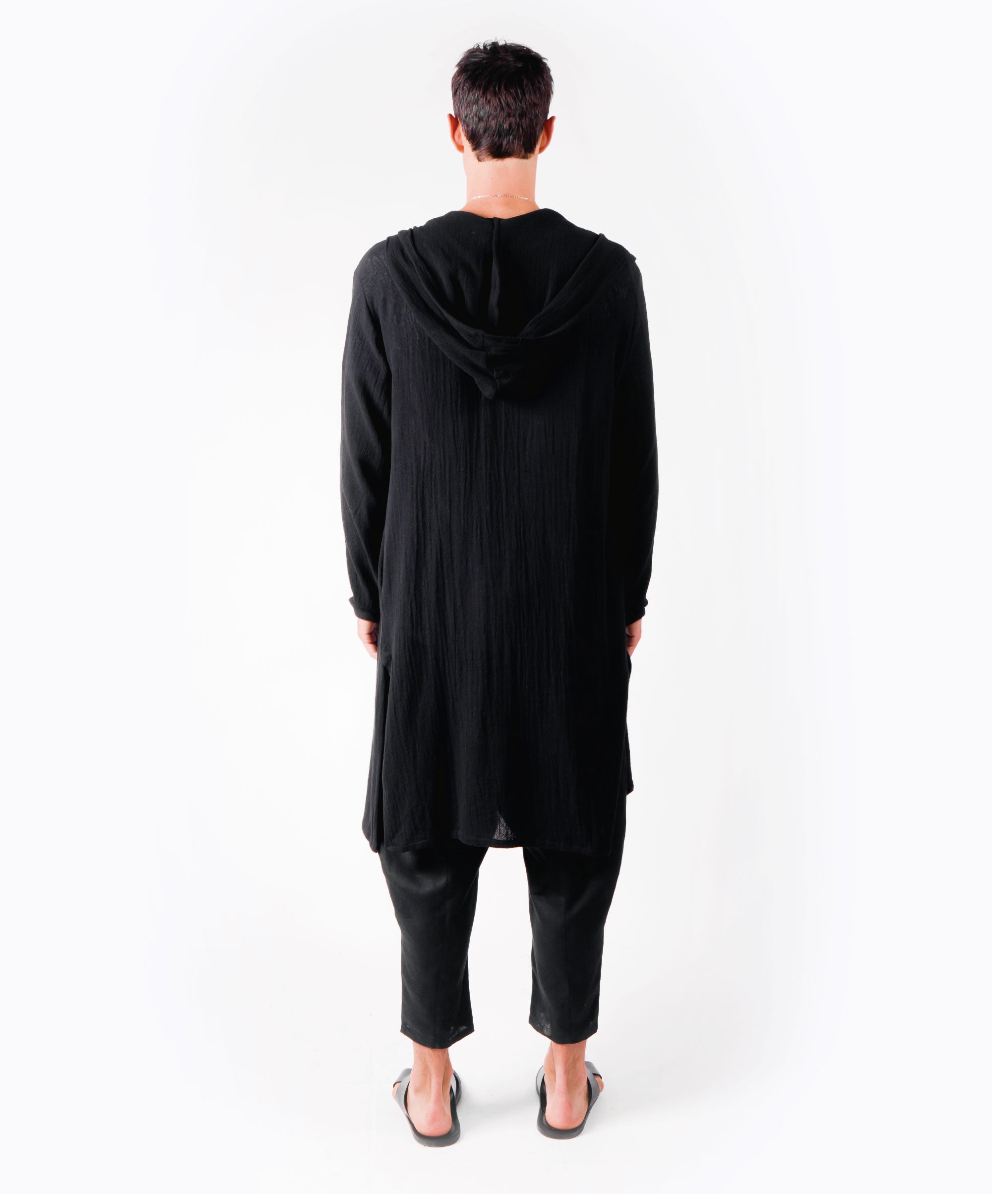 WANDER LONG HOODIE BLACK COAT