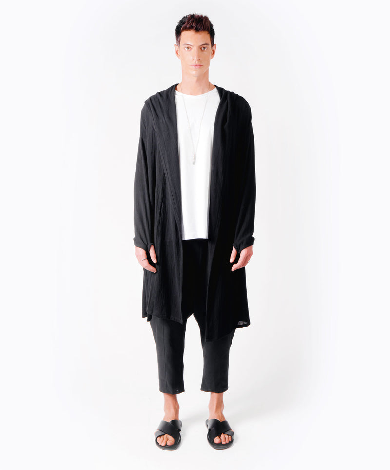 WANDER LONG HOODIE BLACK COAT