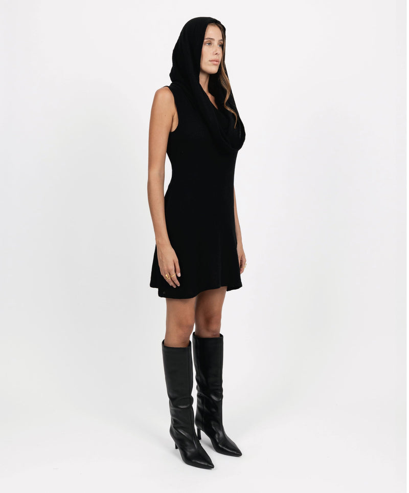 AHEAD SLEEVELESS HOODED SHORT DRESS