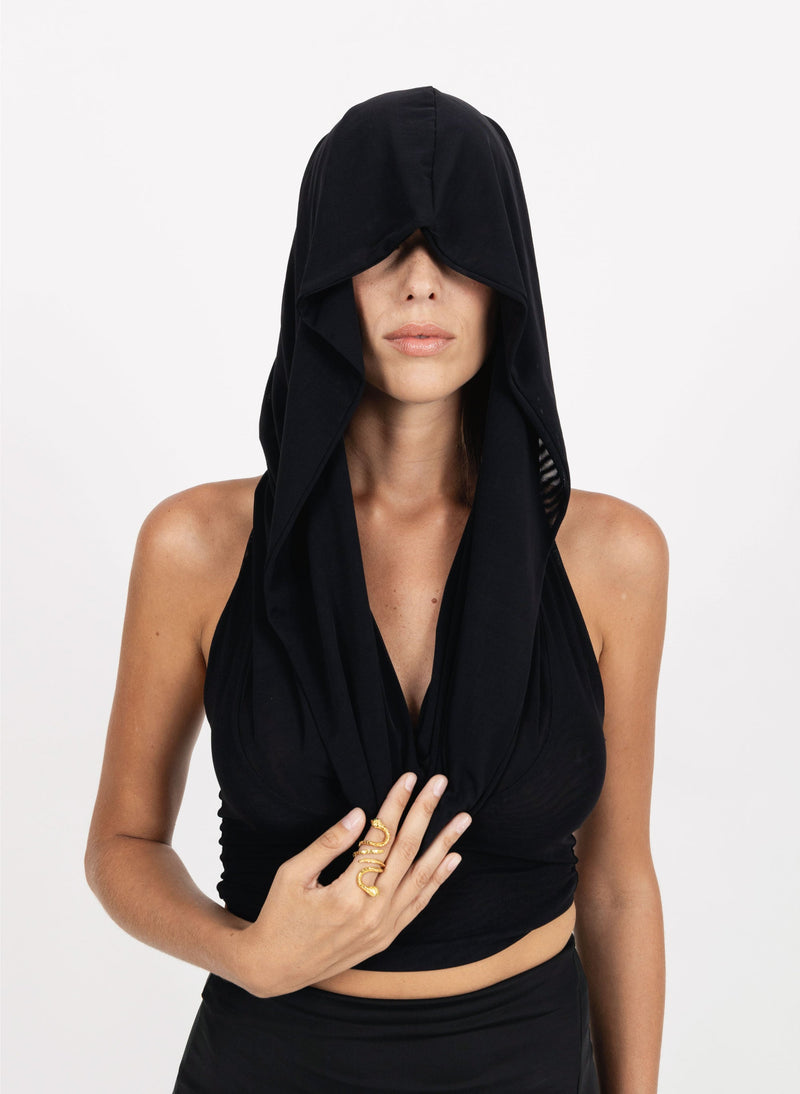 AHEAD HOODED BLACK TOP