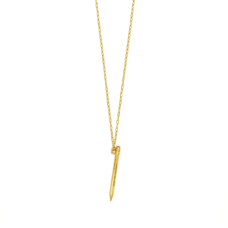 WRITE YOUR OWN STORY GOLD PENCIL PENDANT