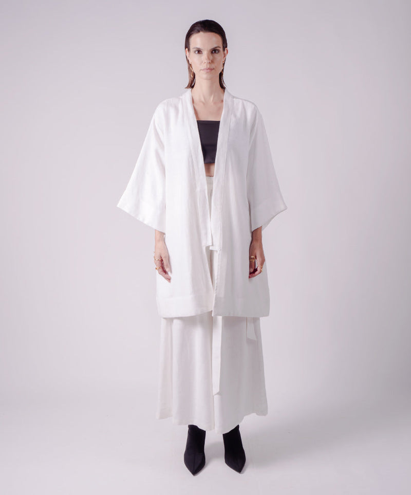 SAMURAI VERSATILE WHITE KIMONO DRESS