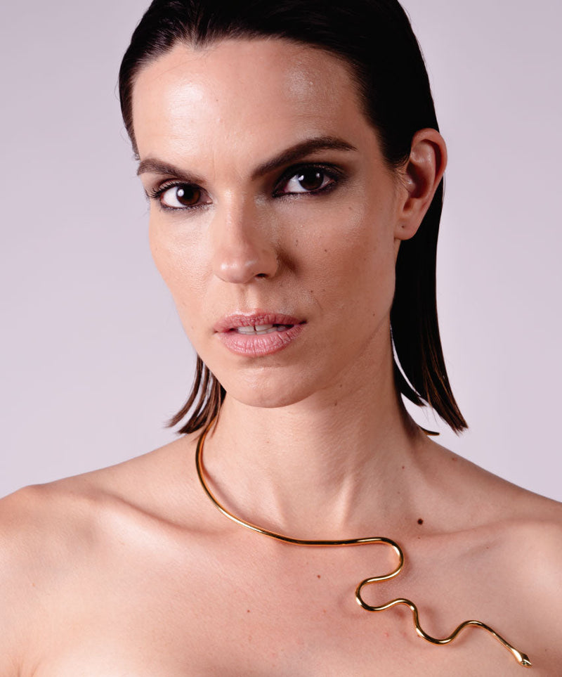 Leather Gold Drop Snake Necklace – The Fashion Lounge